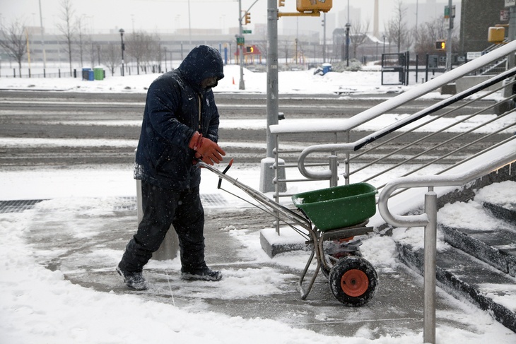 You can use a spreader to get rid of ice in a harsh winter.