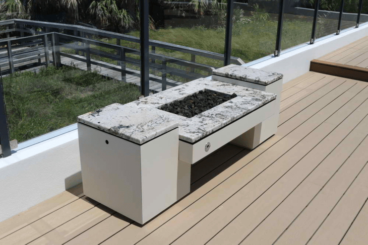 Choose a modern fire pit that complements the overall look of your house.