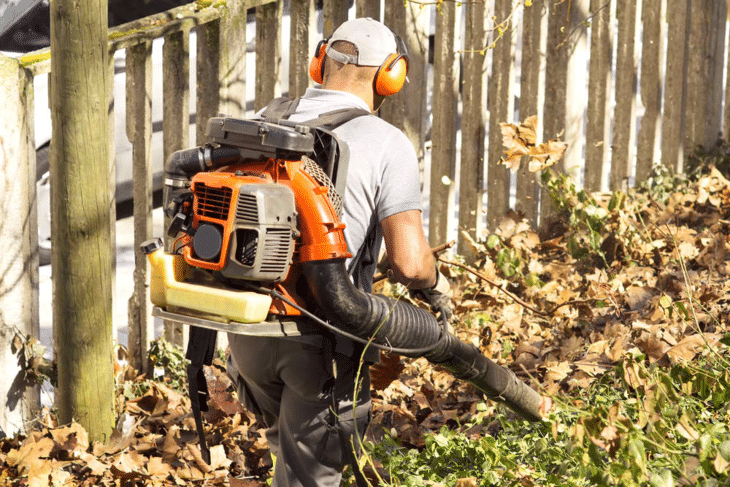 A backpack blower is more convenient to use than handheld version