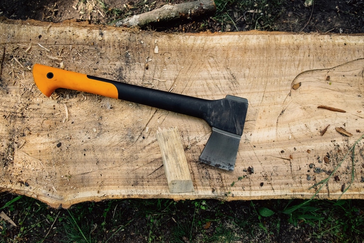Axes with composite handle are preferred by most buyers as there is less chance of breaking the handle while chopping the woods
