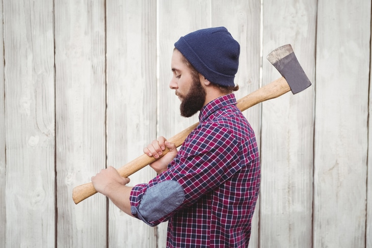 Axes with long handle have more chopping power