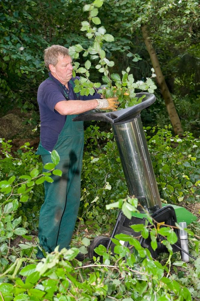 Use the wood chipper if you want to shred leaves with twigs and branches
