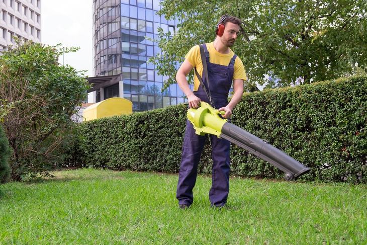 Use safety headphones while using a leaf blower