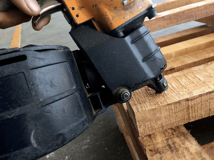 A nail gun is an essential tool needed for your “how to make a leaf vacuum” project at home