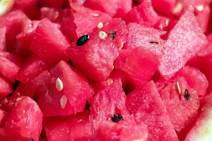 Chopped watermelon filled with red pulp which will surely take away your thirst
