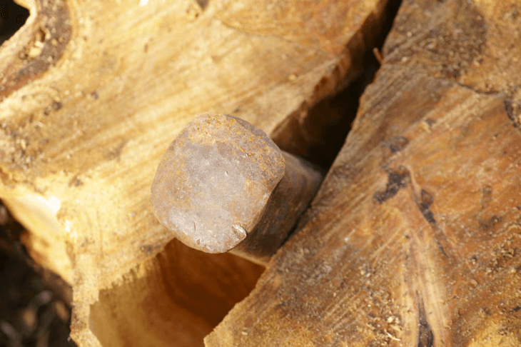 Insert the wedge on the cracks of the wood for an easier start.