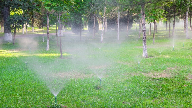 Sprinklers can equally water a huge lawn without wasting your resources