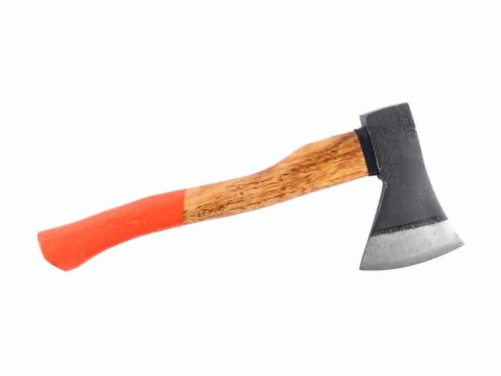 An axe has a shorter handle and a lighter head steel